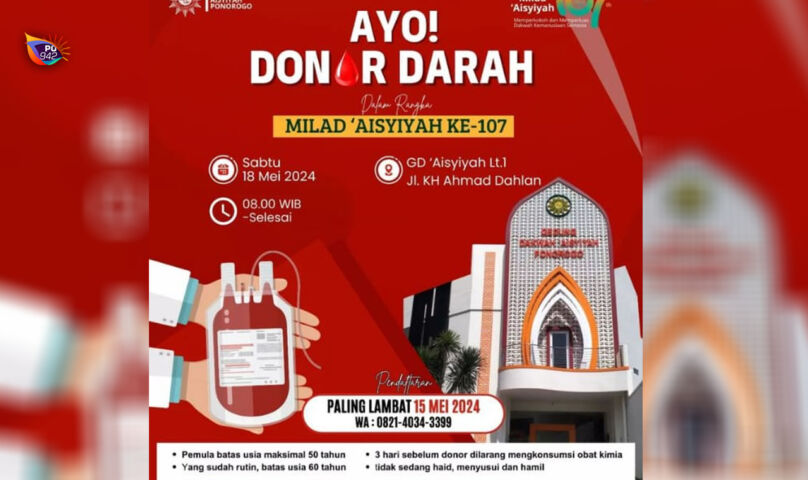 Donor Darah Sambut Milad Aisyiyah, Diikuti 107 Pendonor