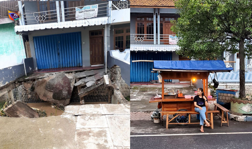 Banjir Kali Pakunden, Gerobak Angkringan PKL Hanyut Terseret Arus