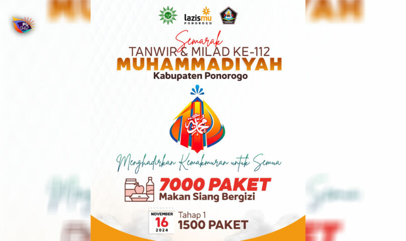 Peringati Milad ke-112, PDM dan LazisMU Ponorogo Bagikan 7.000 Porsi Makan Siang Bergizi Untuk Pelajar