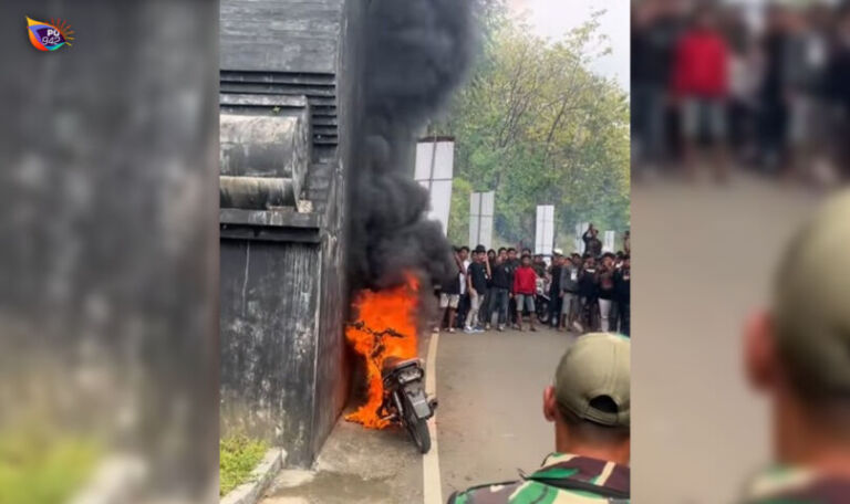 Tangkapan layar dari vidio viral sepeda motor terbakar di acara Euforia 2 Stroker, di Waduk Bendo.